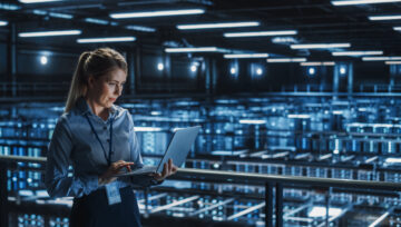 a data center employee working on a cloud integration project